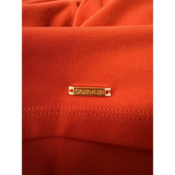 NWOT Calvin Klein Women's Size XL Burnt Orange Neck Wrap Sleeveless Blouse Top - Picture 6 of 10